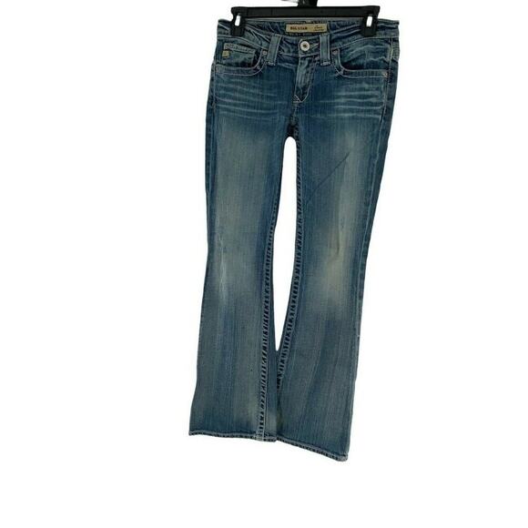 Big Star Jeans Womens Size 26S Bootcut Stretch Med Wash Whiskers Denim Blue - Picture 2 of 12